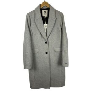 Garcia‎ Light Grey Melange Wool Blend Longline Overcoat Cocoon Coat XL